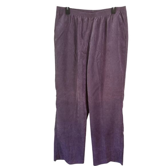 Alfred Dunner Purple Corduroy Elastic Waist Pull On Pocket Pants Size 16W - Picture 1 of 3